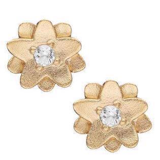 Christina Collect 925 sterling silver Topaz flowers small gilded flowers with white topaz, model 671-G17